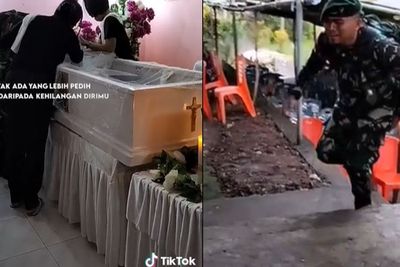 Momen Pilu Seorang Prajurit TNI Menangis saat Pulang ke Rumah, Ayahnya Meninggal Dunia