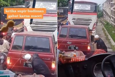 Gabut karena Macet, Sopir Bus Bersihkan Mobil Orang Lain Malah Banjir Pujian Netizen