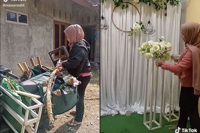 Viral Wanita Tukang Dekor yang Angkut Barang Sendiri Naik Motor, Netizen Banyak yang Salut