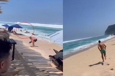 Detik-detik Turis Asing di Bali Terseret Ombak Gelombang Tinggi Saat Rob Menggila