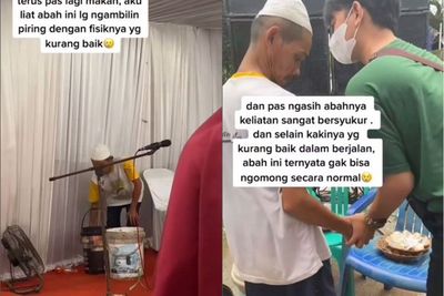 Aksi Wanita dan Pacarnya saat Kondangan, Berikan Uang pada Abah Pengutip Piring Disable