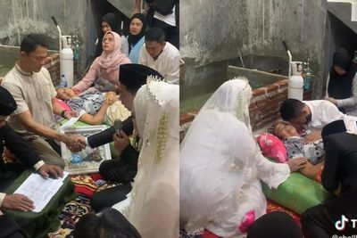 Momen Menyayat Hati Pengantin Akad di Depan Ibu yang Pakai Oksigen karena Sakit