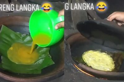 Bukan Pakai Minyak Goreng, Bocah Perempuan Ini Masak Telur Dadar Gunakan Daun Pisang