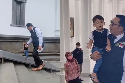 Momen Haru Ridwan Kamil Bawa Anak Bungsu saat Kembali Bekerja