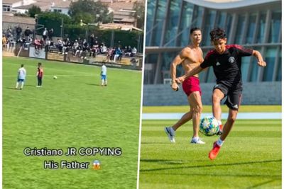 Ronaldo Jr Tiru Gaya Tendangan Bebas Sang Ayah, Ujungnya Bola Melambung Tinggi ke Langit