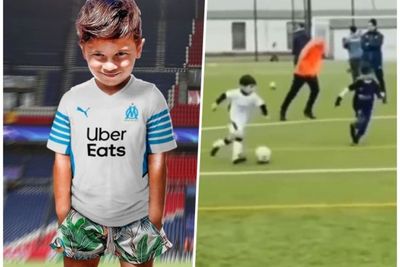Gocek 3 Pemain, Bocah Mirip Anak Messi Cetak Gol Keren dengan Tendangan Jarak Jauh