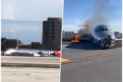 Detik-detik Pesawat Terbakar saat Mendarat karena Roda Rusak di Miami AS