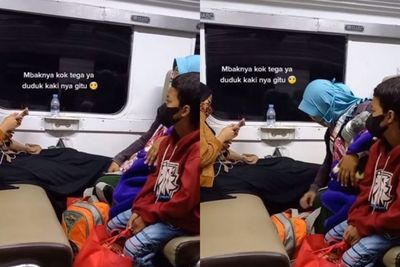 Minus Akhlak, Perempuan ini Letakkan Kakinya di Bangku Kereta Ibu-Ibu Gendong Bayi!
