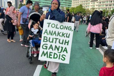 Potret Memilukan Ibu Minta Ganja Medis Legal di CFD, Ternyata untuk Obat Anak Lumpuh Otak