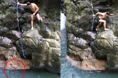 Ngeri! Lagi Asik Berenang di Curug Leuwi Hejo Bogor, Pria Ini Dikejar Ular