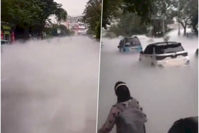 Viral Kabut Tebal di Jalan Cimone Tangerang, Rupanya Bahan untuk APAR