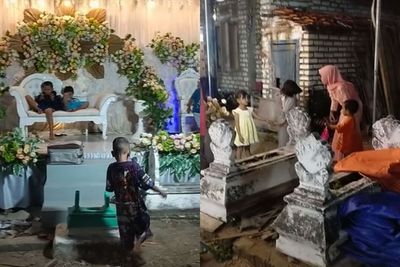 Maksa Banget, Warga Bikin Hajatan Kawinan di Pemakaman, Naik Pelaminan Ngelangkahi Kuburan