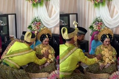 Momen Pengantin Pria Lakukan Adat Mappasikarawa , Pegang-Pegang Badan Istri di Depan Umum