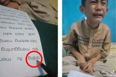 Kocak! Anak Kecil Ini Menangis Tak Mau Belajar Membaca Kata Anjing Takut Ibunya Marah