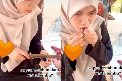 Waduh! Hijaber Cantik Ini Makan Mata Sapi Mentah, Diklaim Baik untuk Kesehatan Jantung