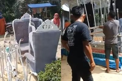Astaga! Keluarga Ini Viral Nekat Bongkar Pelaminan karena Tak Sesuai Contoh Gambar WO