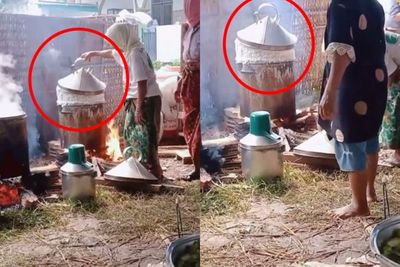 Waduh, Ibu ini Masak Nasi Sampai Meluap Keluar Dandang, Bikin Orang-Orang pada Melongo