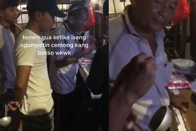 Aksi Pria Iseng Sembunyikan Centong Tukang Bakso Bikin Warganet Ngakak: Ramah Banget!