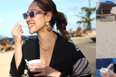 Bak Bidadari Surga, Tampilan BCL Cantik Menawan Makan Es Krim di Pantai