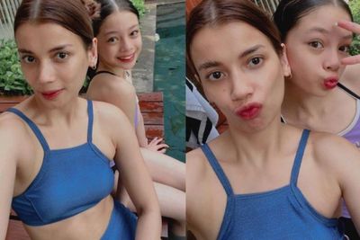 Potret Sabrina Chairunnisa dan Nada Tarina Putri Berenang, Kompak bak Kembar!