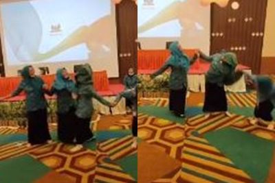 Aksi Kocak Emak-emak Ikut Lomba Sarung Bergilir, Endingnya Nyangkut Gagal Menang Deh!