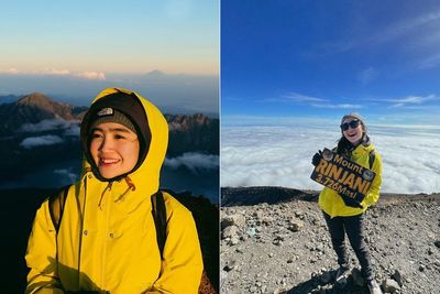 Potret Febby Rastanty Pertama Kali Mendaki Gunung Rinjani, Kagum dengan Pemandangannya