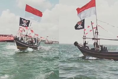 Sugoi! Kapal Nelayan Indonesia Kibarkan Bendera Topi Jerami dari Anime One Piece