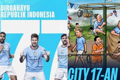 Man City Ikut Rayakan 17 Agustus, Netizen: Foden Makan Kerupuk, Haaland Balap Karung