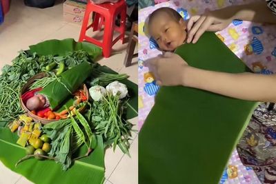 Gemas! Bayi Ini Dibungkus Daun Pisang Saat Newborn Photoshoot, Jadi Kayak Pepes