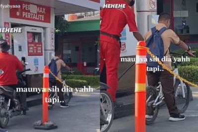 Anak Berkebutuhan Khusus Antre Isi Bensin Meski Naik Sepeda, Respon Petugas Tak Terduga