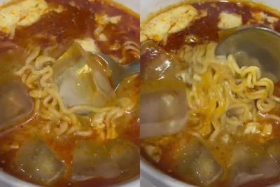Wih! Cewek Ini Makan Mie Instan Dicampur Es Batu, Netizen Geram: Sekte di Luar Nalar!