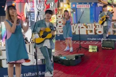 Viral Ghea Indrawari Jadi Musisi Jalanan di Korea, Duet Bareng Oppa Nyanyi Lagu Ed Sheeran