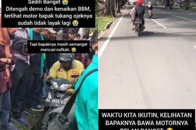 Salut! Driver Ojek Ini Tetap Semangat Mencari Nafkah di tengah Demo Kenaikan Harga BBM