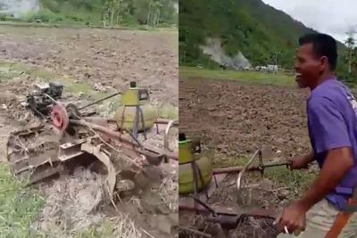 BBM Mahal, Pria asal Aceh Ini Pakai Gas Elpiji untuk Bahan Bakar Traktor Bajak Sawah