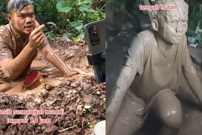 Demi Cuan, Pemuda Ini Tahan Live TikTok Mandi Lumpur 24 Jam, Netizen: Mending Jadi Kuli!
