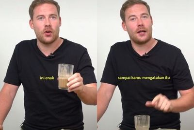 Lucu! Bule Ini Nyobain Teh Talua khas Sumbar, Nyesal Bilang Enak saat Tahu Bahan-Bahannya