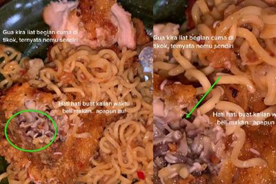 Jijik! Cowok Ini Temukan Banyak Belatung dalam Mie Goreng Ayam Geprek: Dengkul Auto Lemes
