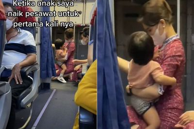 Awalnya Rewel, Bocah Laki-laki Ini Jadi Anteng saat Bersama Pramugari: Menang Banyak Nak!