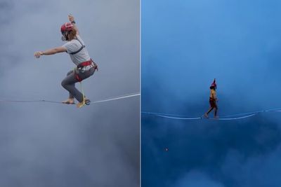 Berhasil Melayang di Atas Gunung Berapi Pakai Seutas Tali, 2 Pria Ini Pecahkan Rekor Dunia