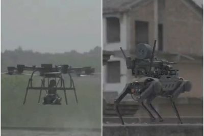 Viral Drone Buatan China Bisa Bawa Anjing Robot Dipersenjatai Senapan Mesin