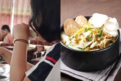 Pelajar Ini Kenalkan Sekte Baru Cara Makan Bubur Ayam, Dikenyot Langsung dari Bungkus