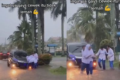 Kerap Dianggap Lemah, Momen Para Wanita Dorong Mobil Sukses Patahkan Stigma, Bikin Bangga!