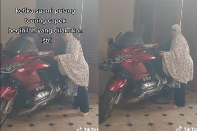 Tanpa Sendal, Wanita Ini Berhasil Buat Moge 1.800 CC ke Posisi Standar Tengah: Kuat Banget