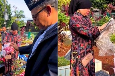 H Faisal Ziarah Kenang Setahun Kepergian Vanessa-Bibi, Oma Dewi Nyesek Cium Foto