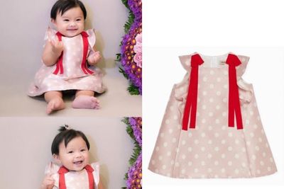 Ameena Rayain 8 Bulan, Tertawa Gemas Pakai Dress Lucu Rp3 Jutaan