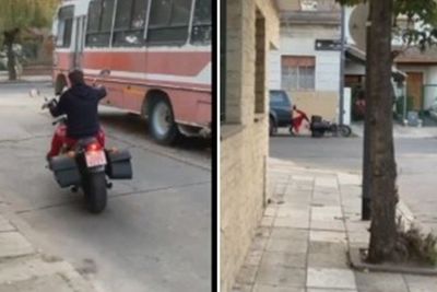Asyik Belajar Motor, Pria Ini Malah Gaspol dan Nyungsep ke Trotoar!
