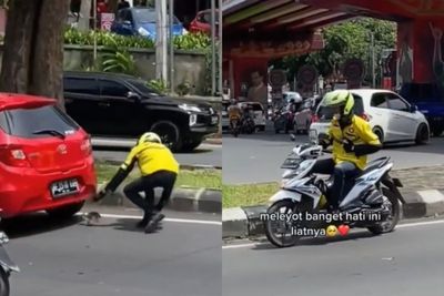 Aksi Heroik Driver Ojol Selamatkan Anak Kucing di Jalanan Ramai, Berlari Hingga Merayap