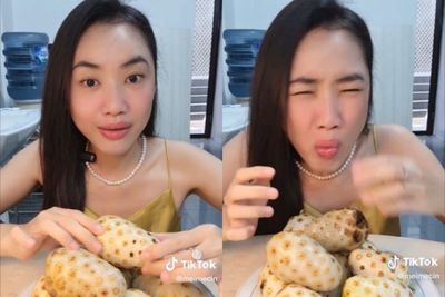 Wanita Ini Semangat Nyobain Buah Mengkudu untuk Pertama Kali, Endingnya Malah Kumur-Kumur