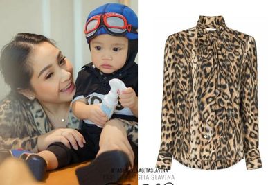 Nagita Slavina Pakai Baju Loreng Merek Victoria Beckham Rp13 Juta, Netizen: Harganya Rawr!