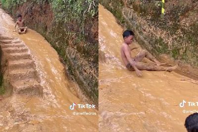 Momen Seru Bocah-Bocah Main Seluncuran Tanah, Wajah Riang Bikin Netizen Nostalgia